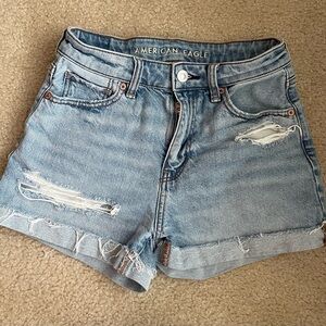 American Eagle Outfitters Light Blue Distressed Denim Shorts